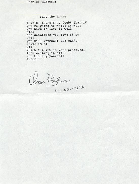 Charles Bukowski - Save the Trees